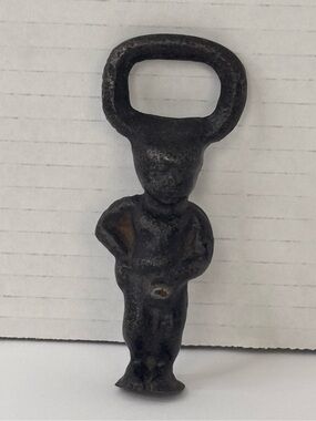 Vintage Burd Piston Ring Co Opener Cast Iron Naughty Boy Bottle Opener Novelty